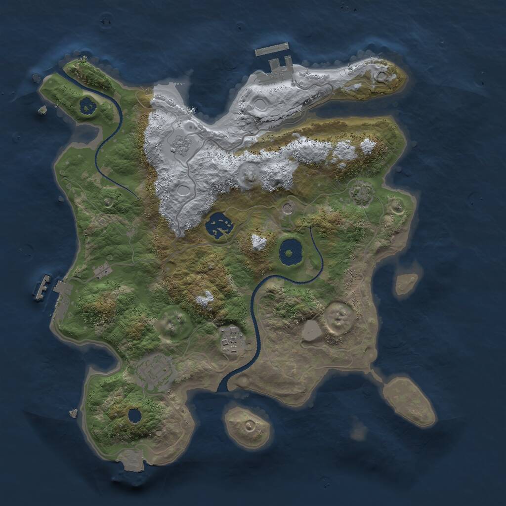 Rust Map: Procedural Map, Size: 3000, Seed: 83951, 9 Monuments