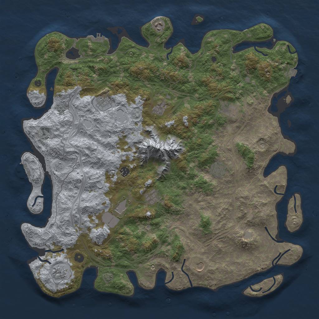 Rust Map: Procedural Map, Size: 5000, Seed: 164, 19 Monuments