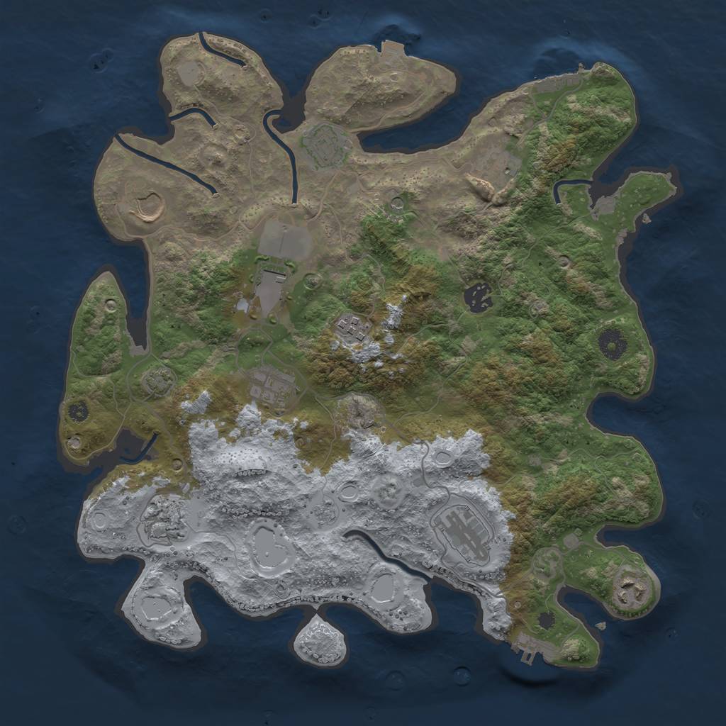 Rust Map: Procedural Map, Size: 3700, Seed: 1941079818, 18 Monuments