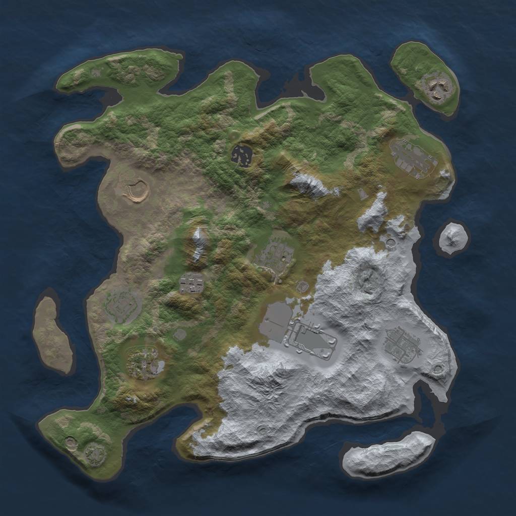 Rust Map: Barren, Size: 3500, Seed: 598889731, 14 Monuments