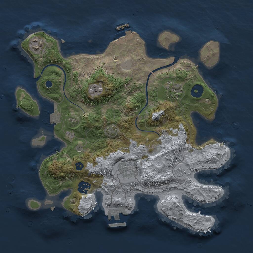 Rust Map: Procedural Map, Size: 3000, Seed: 1114158123, 11 Monuments