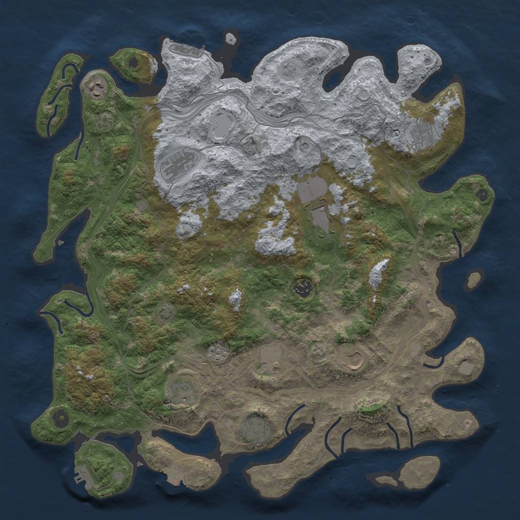 Rust Map: Procedural Map, Size: 4500, Seed: 2052121187, 18 Monuments