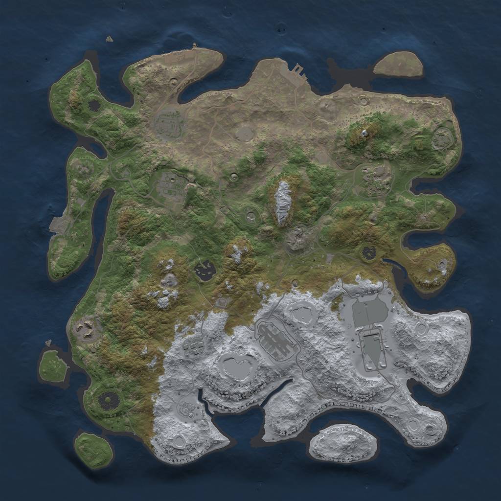 Rust Map: Procedural Map, Size: 3750, Seed: 4230857, 16 Monuments