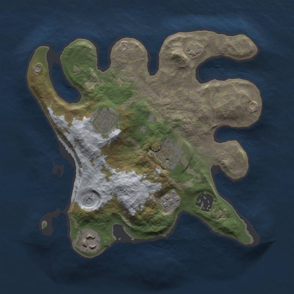 Rust Map: Barren, Size: 2500, Seed: 23214119, 9 Monuments