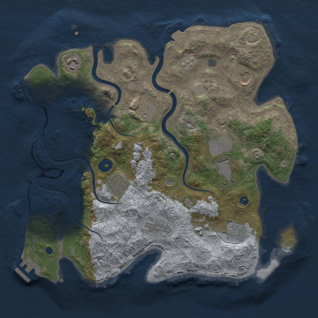 Rust Map: Procedural Map, Size: 3500, Seed: 692399597, 14 Monuments