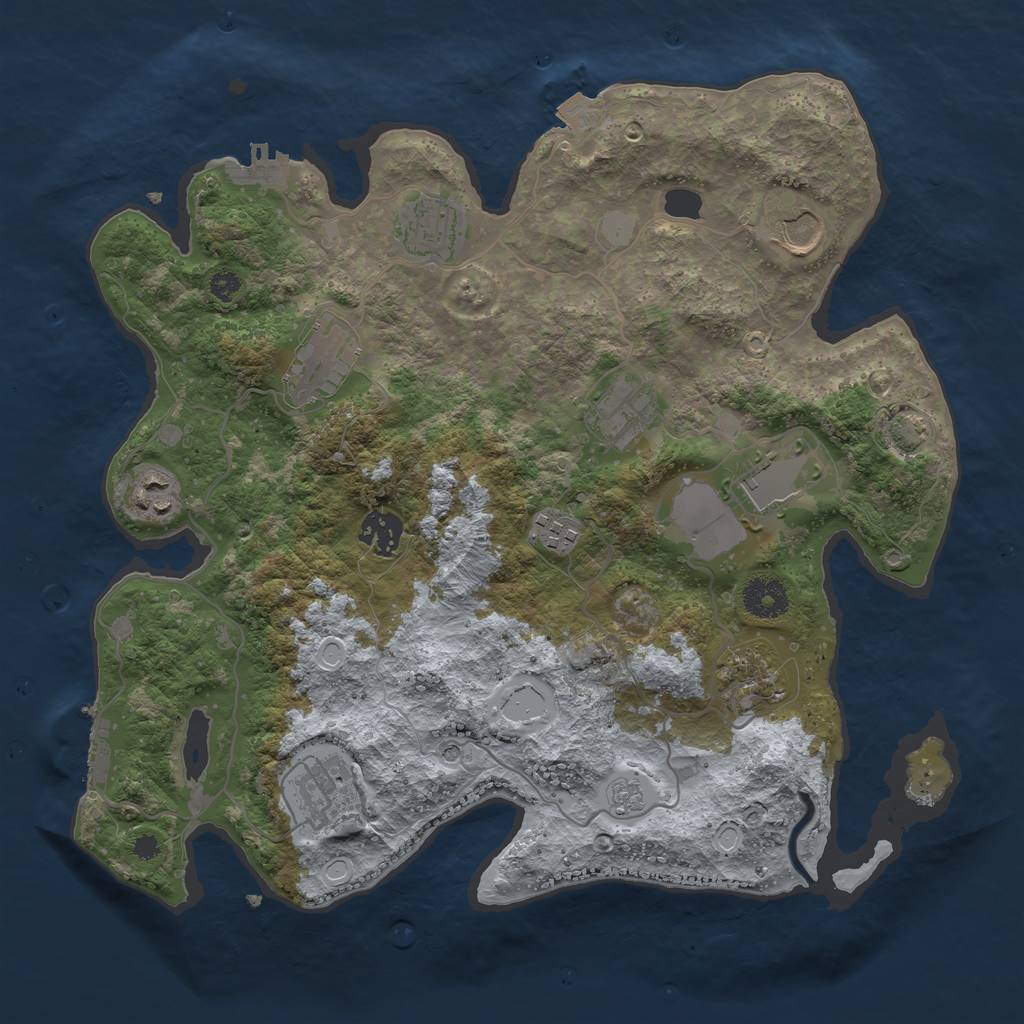 Rust Map: Procedural Map, Size: 3500, Seed: 692399597, 18 Monuments