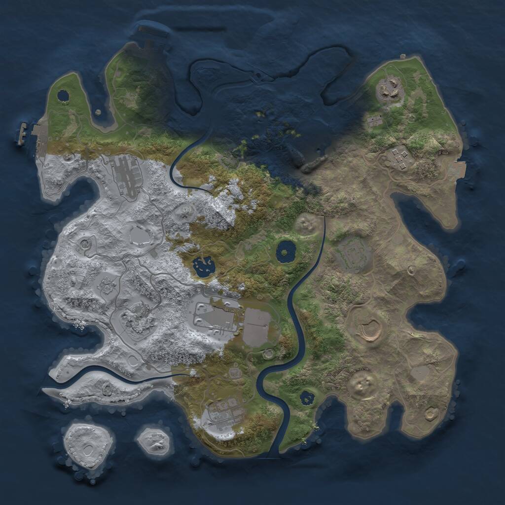 Rust Map: Procedural Map, Size: 3500, Seed: 38831118, 16 Monuments