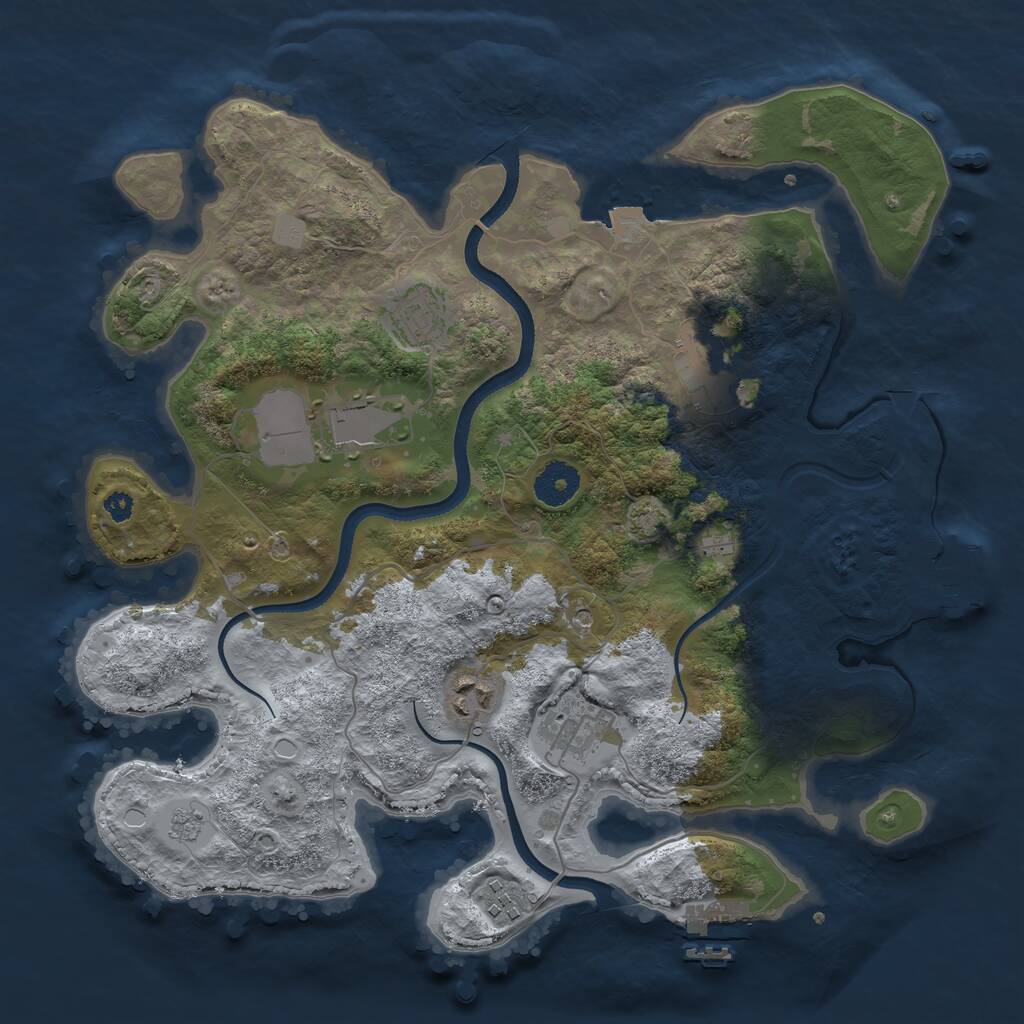 Rust Map: Procedural Map, Size: 3500, Seed: 797897, 12 Monuments
