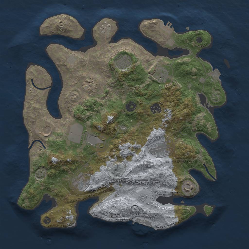 Rust Map: Procedural Map, Size: 3500, Seed: 432613007, 18 Monuments