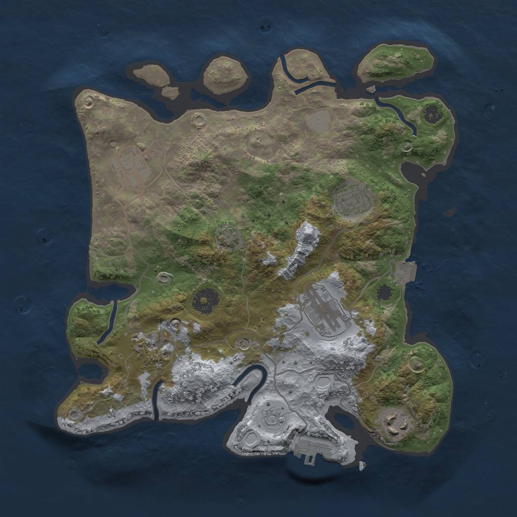 Rust Map: Procedural Map, Size: 3000, Seed: 19335, 12 Monuments