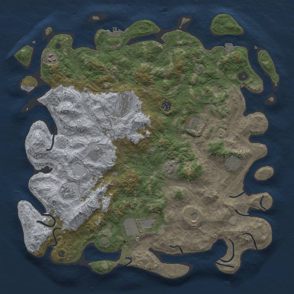 Rust Map: Procedural Map, Size: 4500, Seed: 1750785035, 17 Monuments