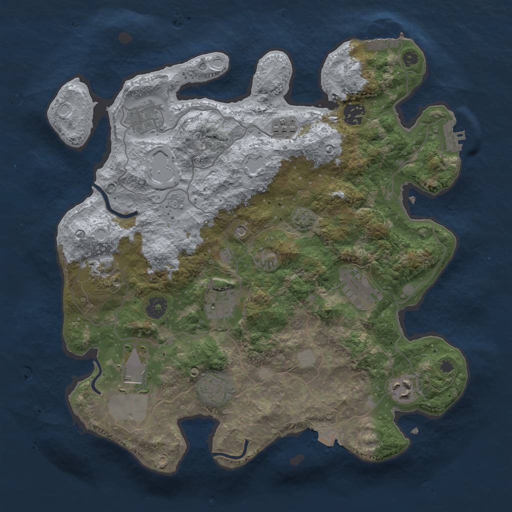 Rust Map: Procedural Map, Size: 3500, Seed: 450415405, 17 Monuments