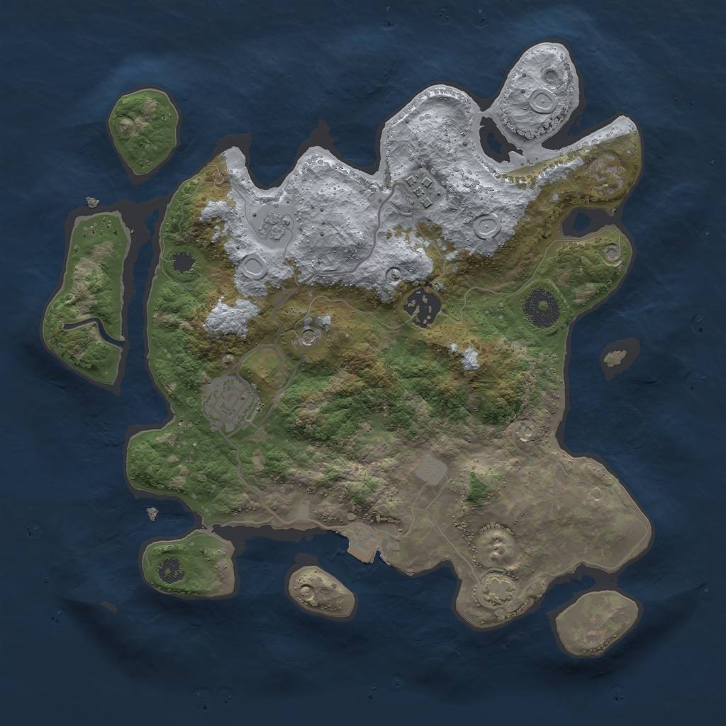 Rust Map: Procedural Map, Size: 3000, Seed: 77055072, 9 Monuments