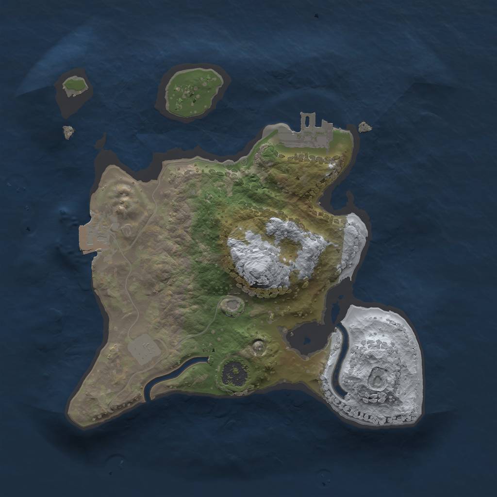 Rust Map: Procedural Map, Size: 2000, Seed: 711568569, 4 Monuments