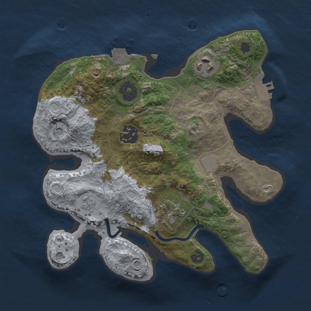 Rust Map: Procedural Map, Size: 2500, Seed: 741333603, 9 Monuments