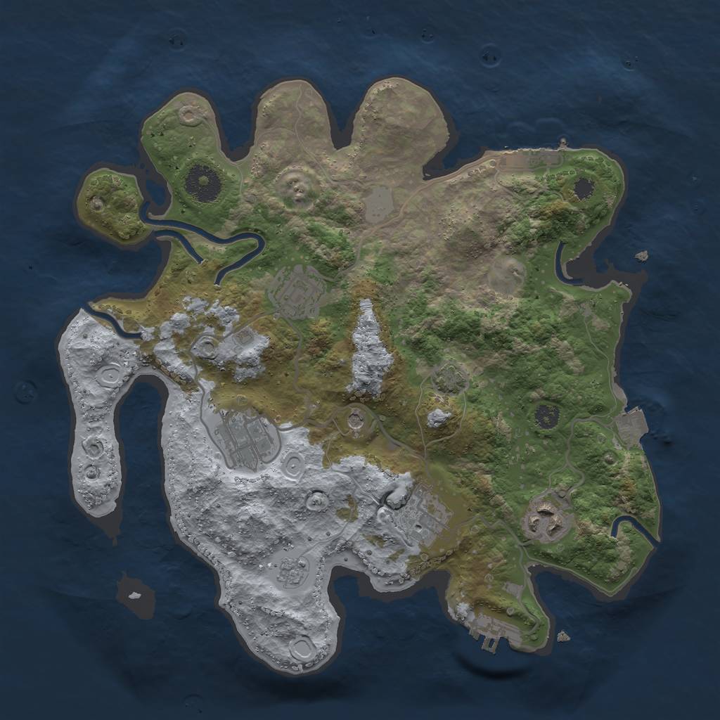 Rust Map: Procedural Map, Size: 3000, Seed: 644748501, 12 Monuments