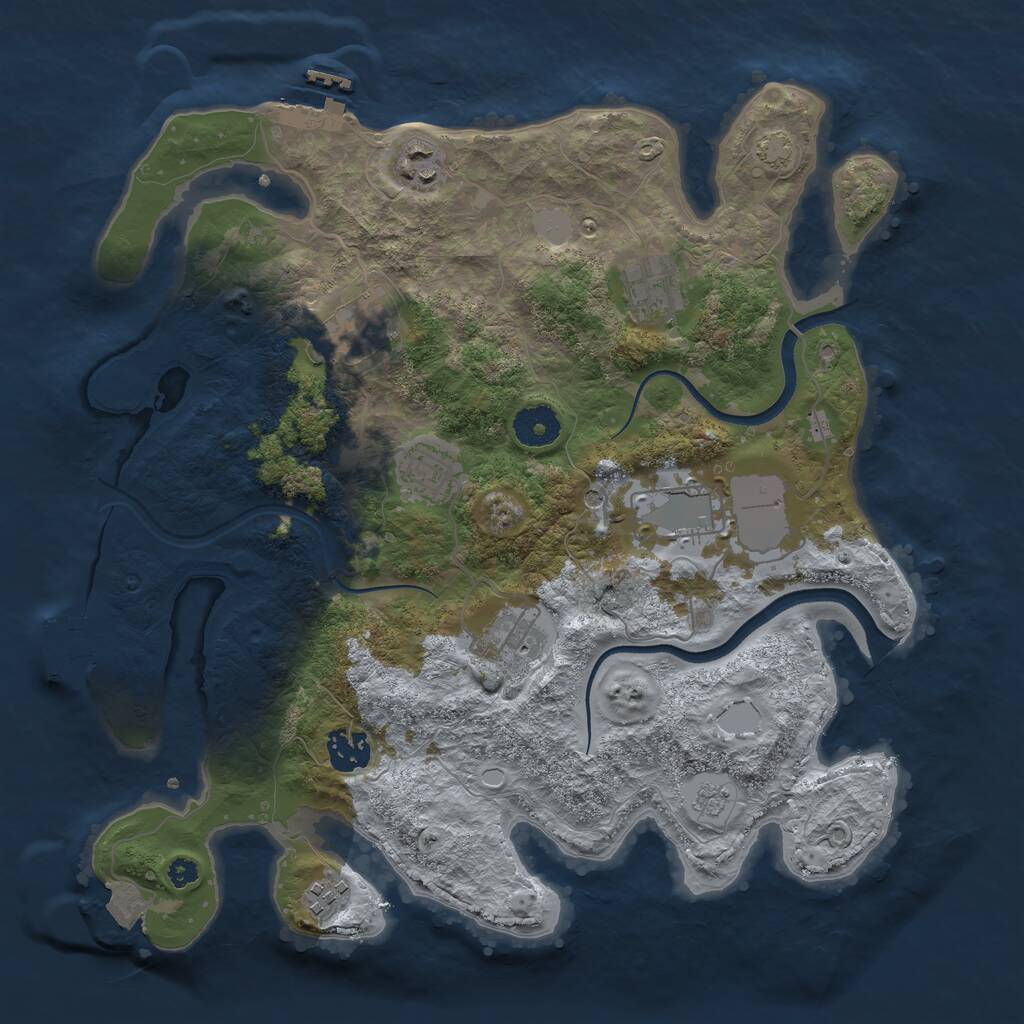 Rust Map: Procedural Map, Size: 3500, Seed: 649279684, 14 Monuments