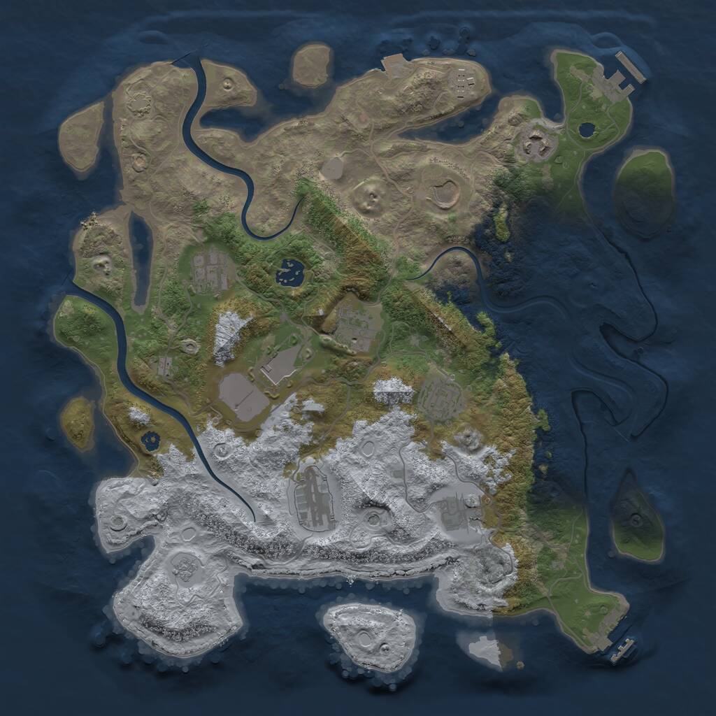 Rust Map: Procedural Map, Size: 3750, Seed: 6128, 16 Monuments