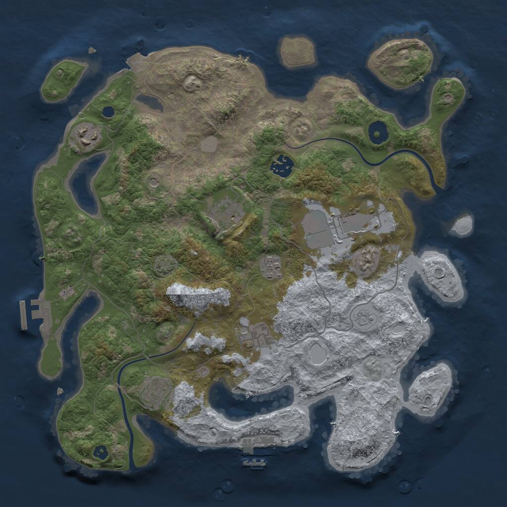 Rust Map: Procedural Map, Size: 3500, Seed: 368221602, 13 Monuments