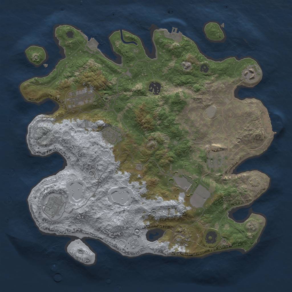 Rust Map: Procedural Map, Size: 3500, Seed: 1072243202, 16 Monuments