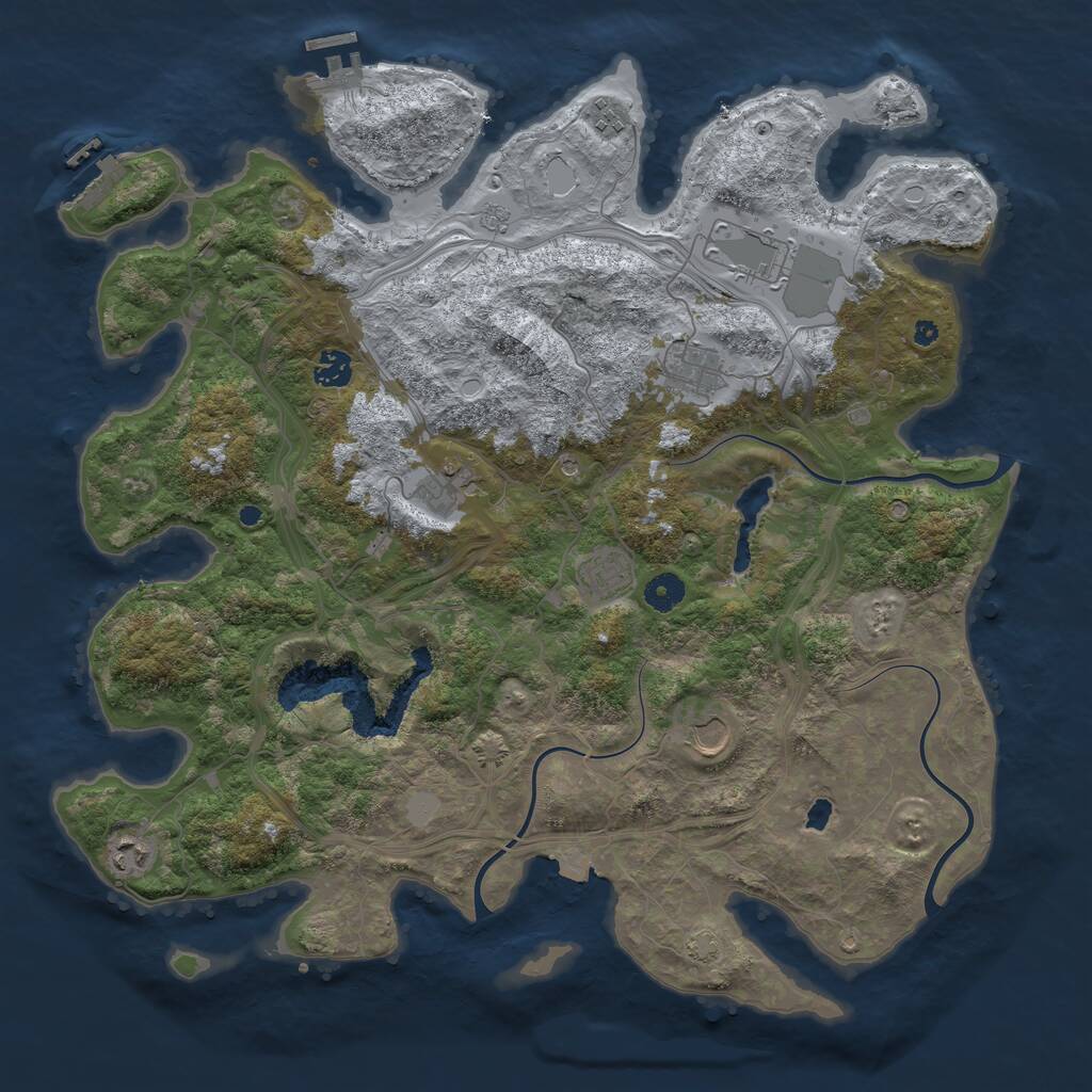 Rust Map: Procedural Map, Size: 4250, Seed: 2123320424, 14 Monuments