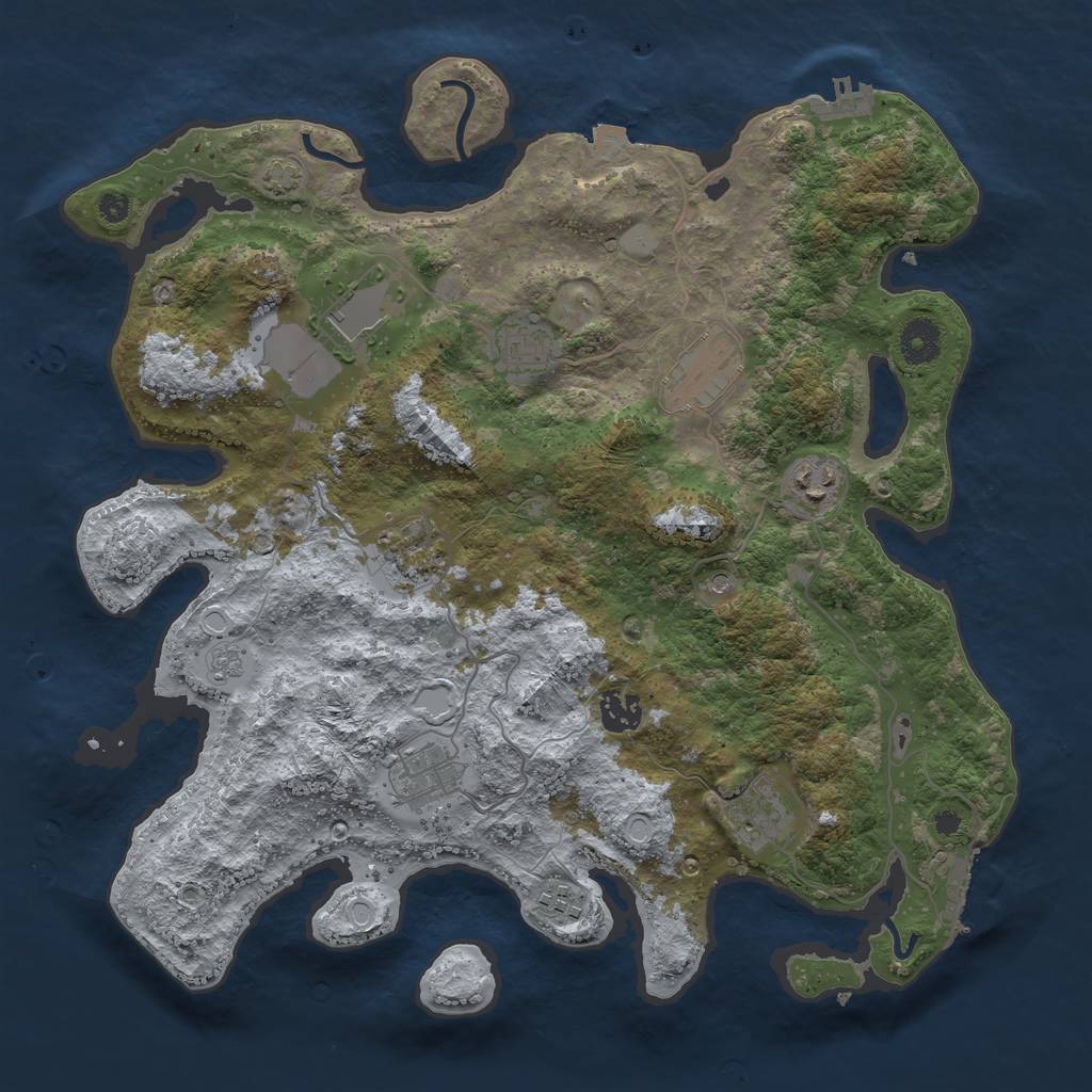Rust Map: Procedural Map, Size: 3750, Seed: 291782277, 17 Monuments