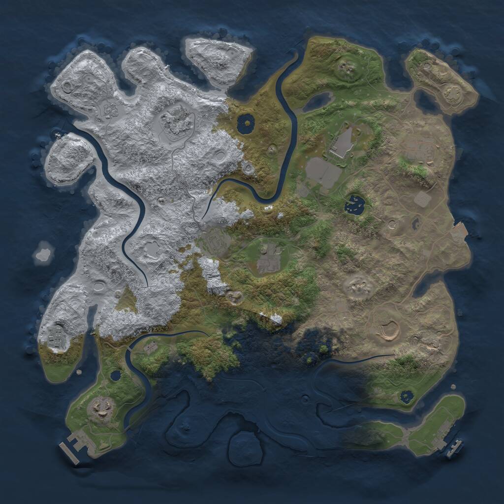 Rust Map: Procedural Map, Size: 3850, Seed: 26075709, 17 Monuments