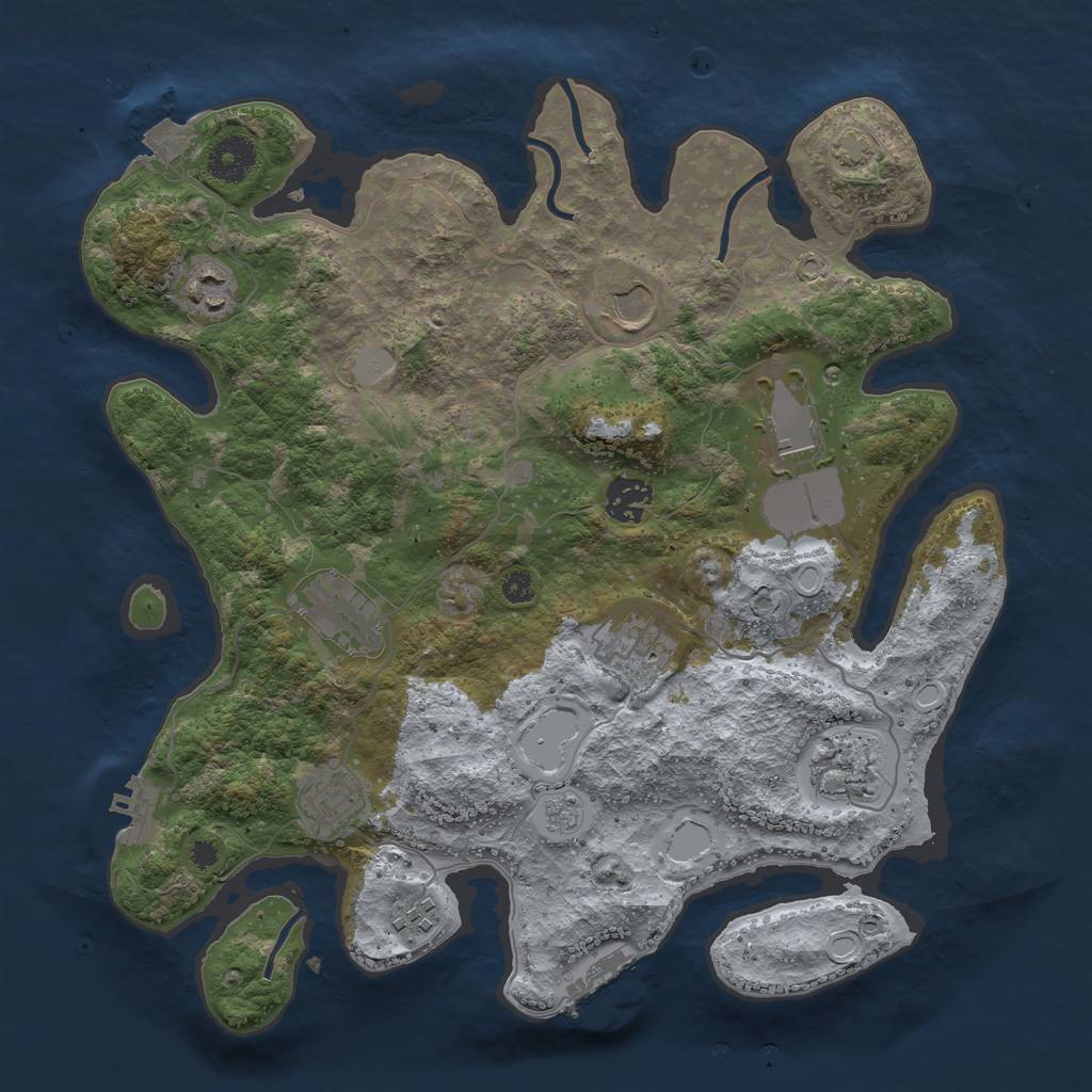 Rust Map: Procedural Map, Size: 3500, Seed: 174696141, 16 Monuments