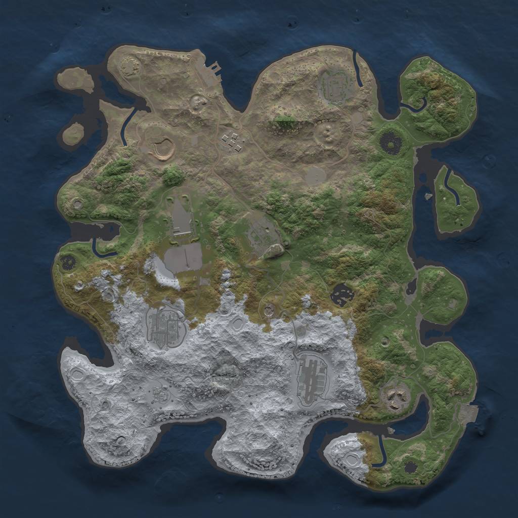 Rust Map: Procedural Map, Size: 3500, Seed: 1823057249, 16 Monuments