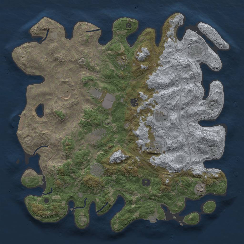 Rust Map: Procedural Map, Size: 4300, Seed: 1081570, 18 Monuments