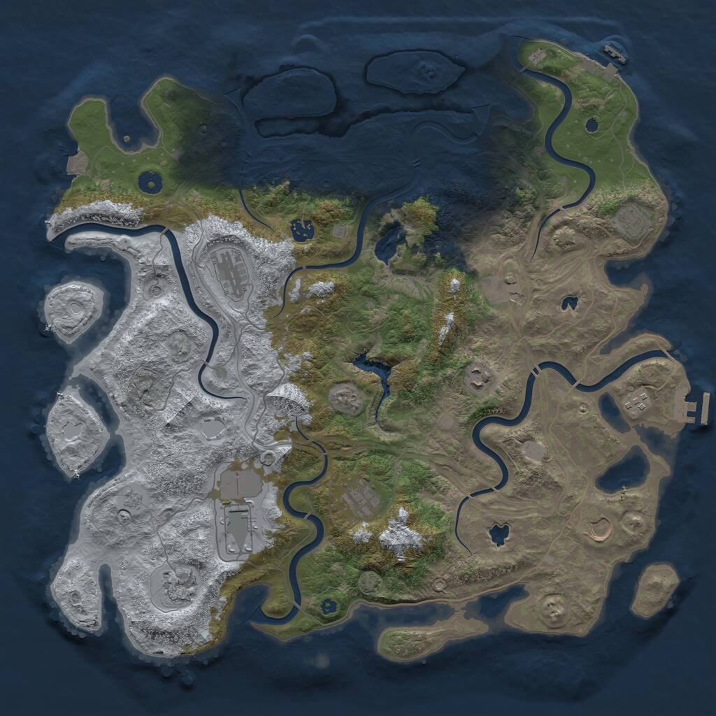 Rust Map: Procedural Map, Size: 4500, Seed: 856904135, 16 Monuments