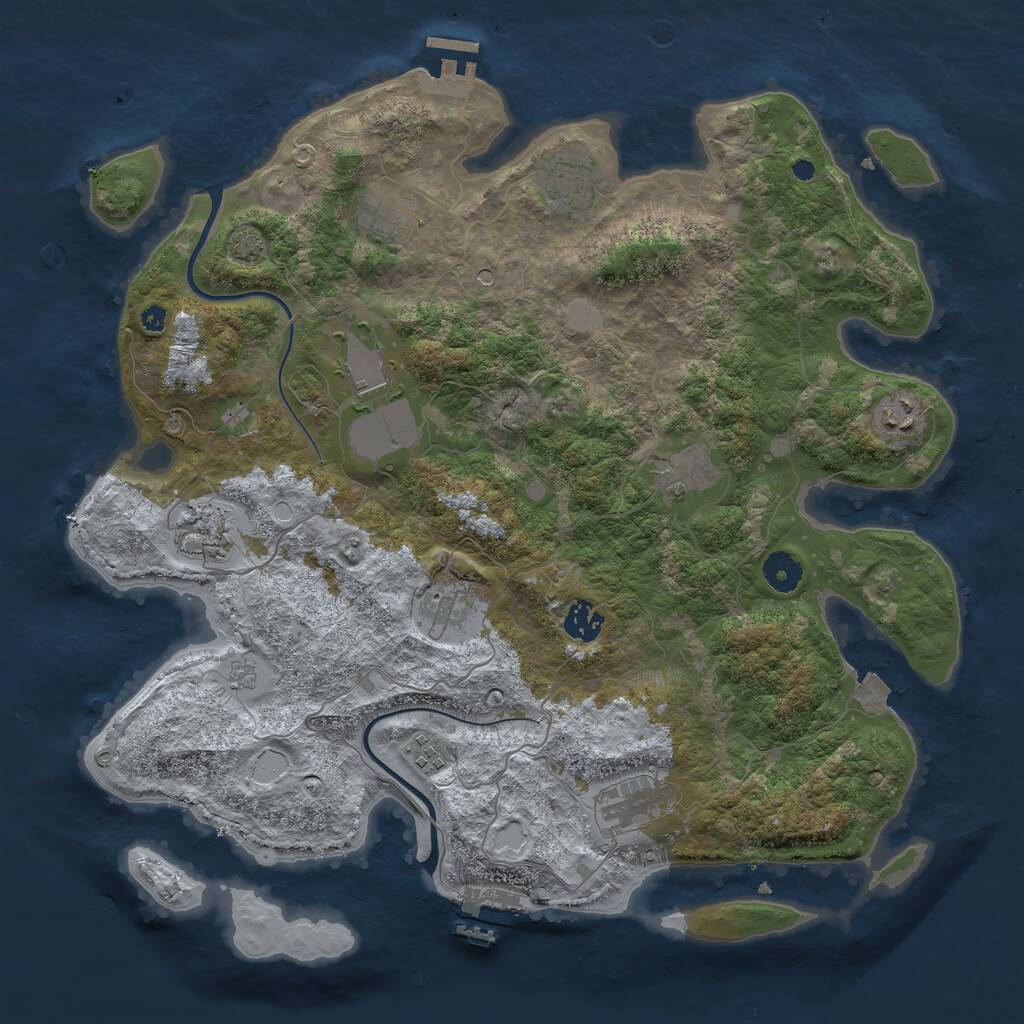 Rust Map: Procedural Map, Size: 3950, Seed: 47711992, 16 Monuments