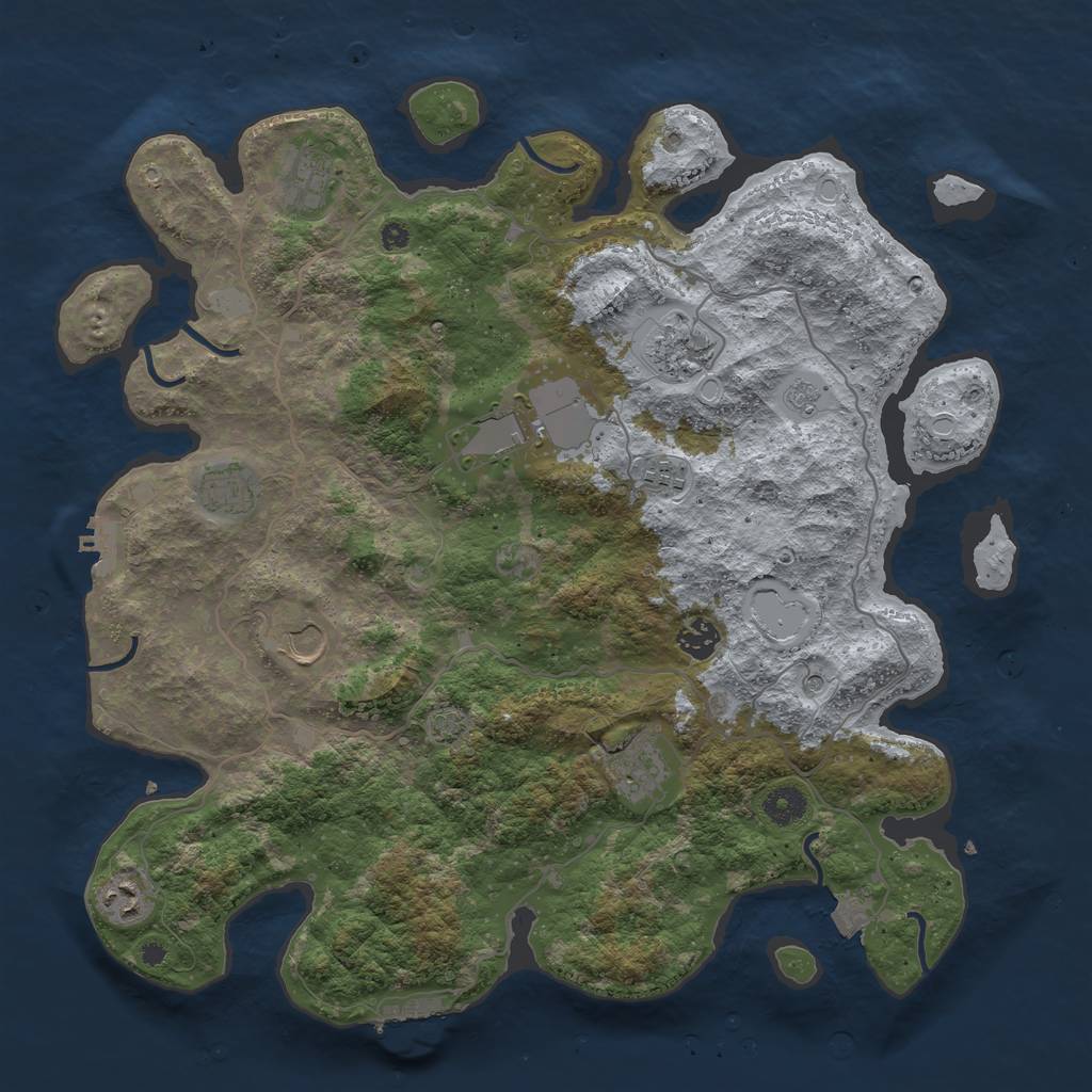 Rust Map: Procedural Map, Size: 4050, Seed: 917629824, 17 Monuments