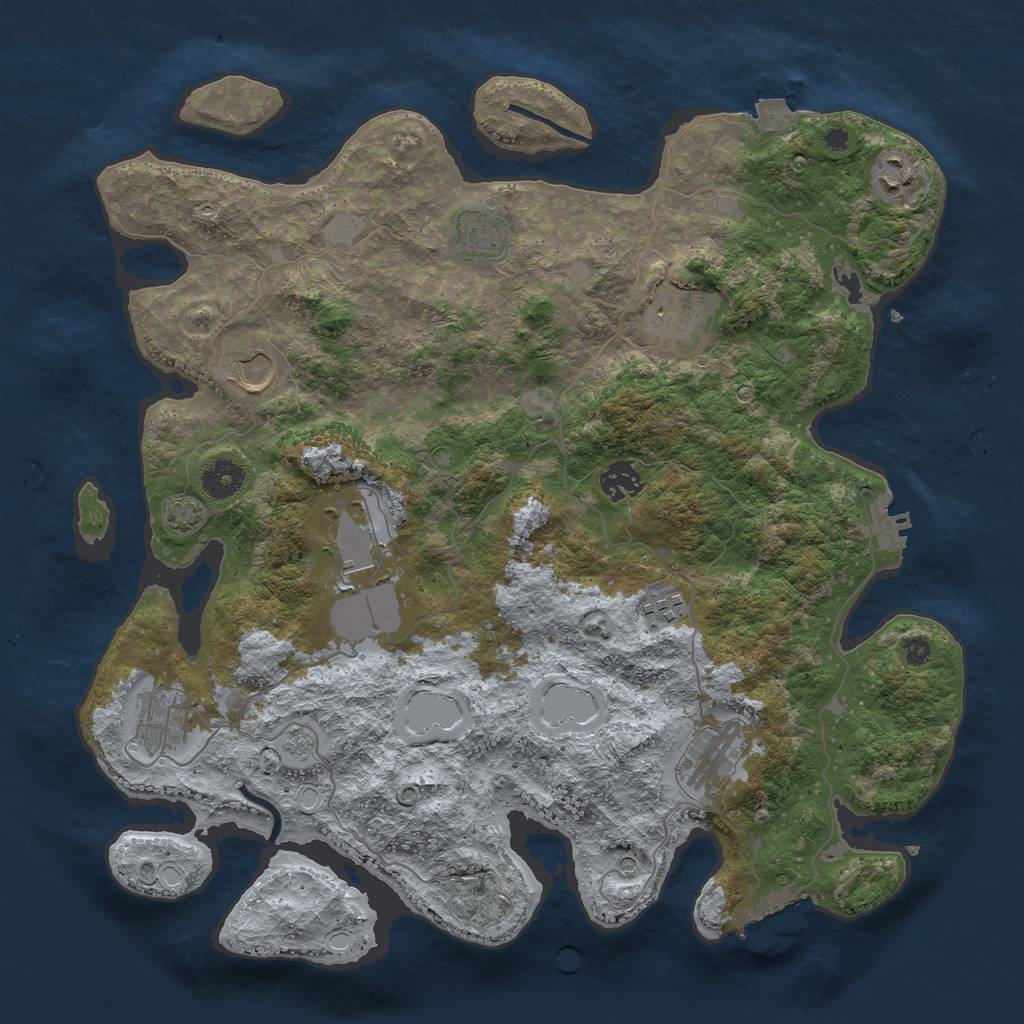 Rust Map: Procedural Map, Size: 3850, Seed: 65702790, 17 Monuments