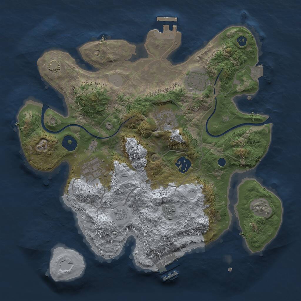 Rust Map: Procedural Map, Size: 3000, Seed: 884374331, 10 Monuments
