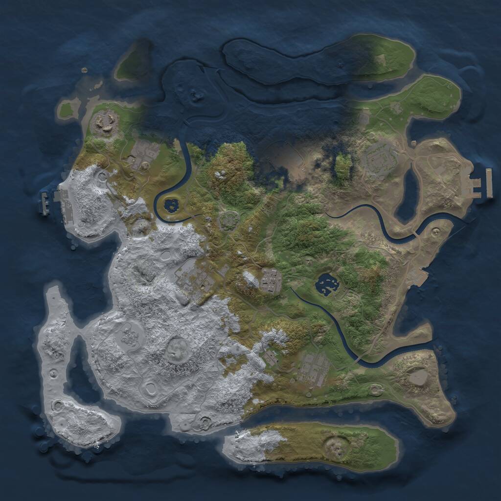 Rust Map: Procedural Map, Size: 3450, Seed: 36844886, 14 Monuments