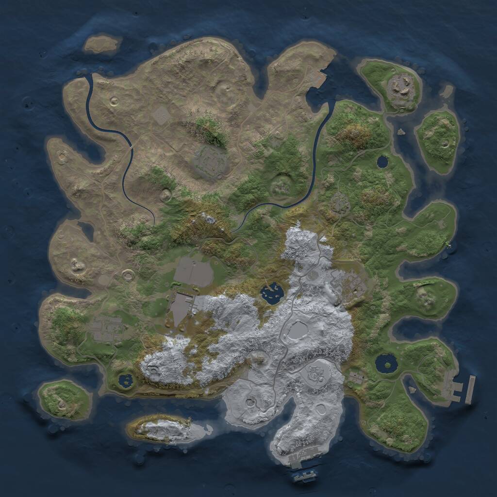Rust Map: Procedural Map, Size: 3500, Seed: 1448059, 12 Monuments