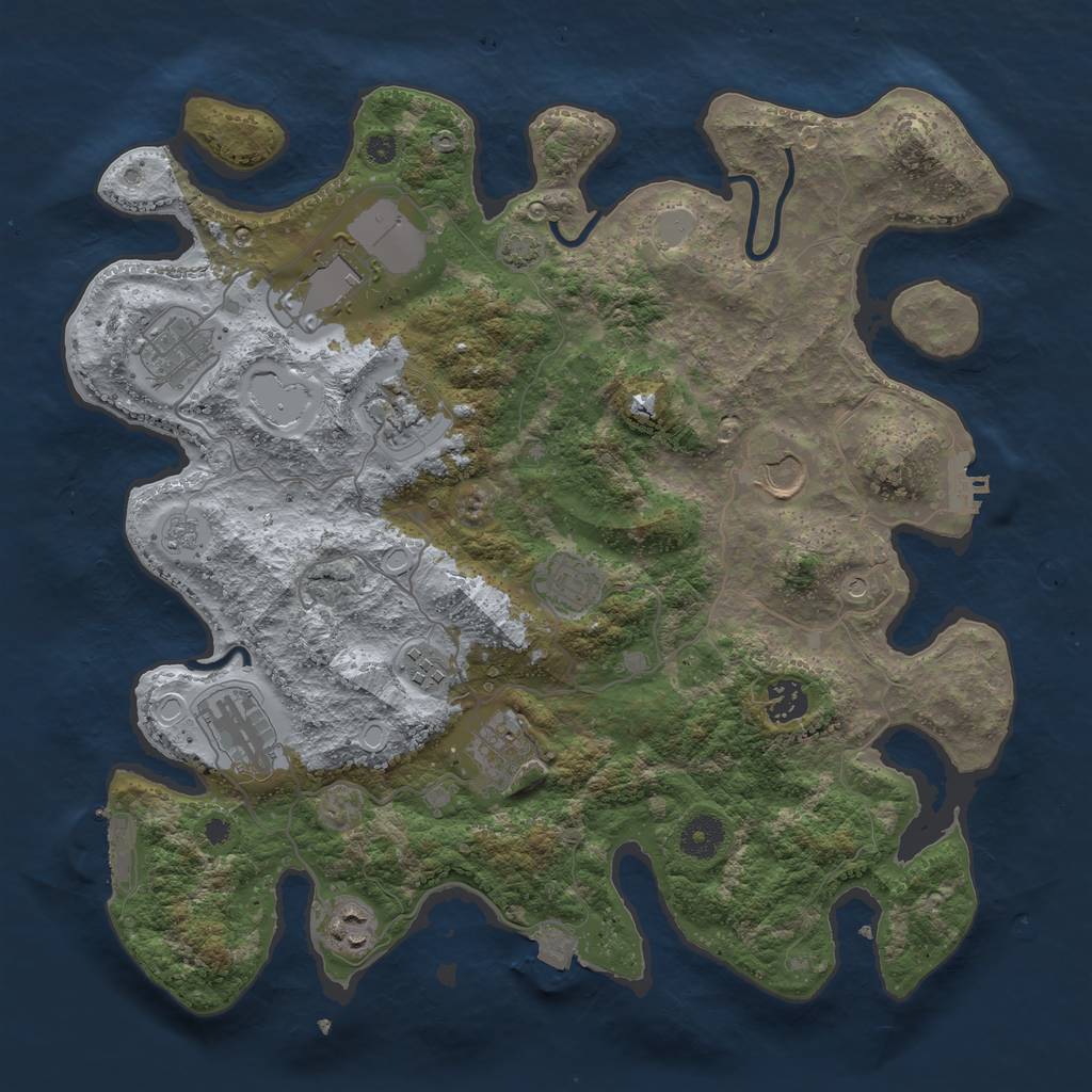 Rust Map: Procedural Map, Size: 3750, Seed: 80329971, 18 Monuments