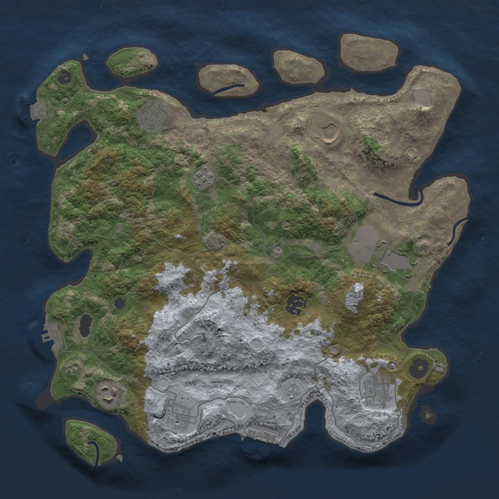 Rust Map: Procedural Map, Size: 3750, Seed: 65459411, 16 Monuments
