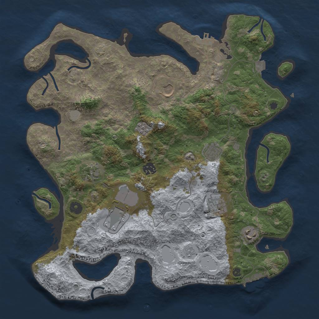 Rust Map: Procedural Map, Size: 3800, Seed: 18203567, 16 Monuments