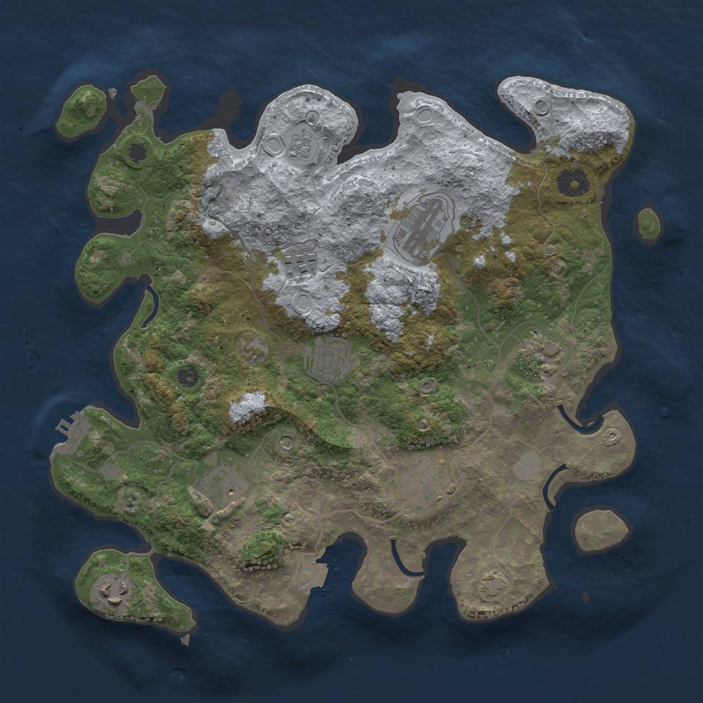 Rust Map: Procedural Map, Size: 3400, Seed: 85757007, 14 Monuments