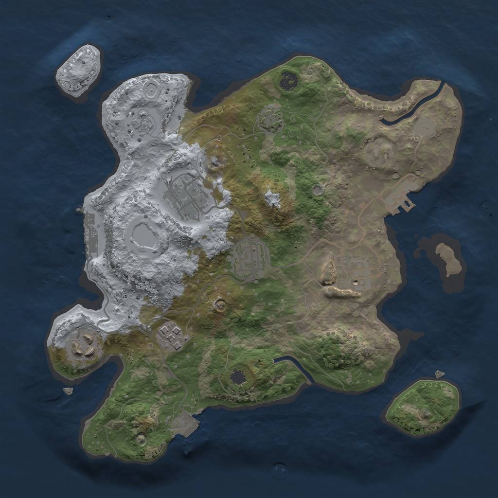 Rust Map: Procedural Map, Size: 2750, Seed: 2062393469, 12 Monuments
