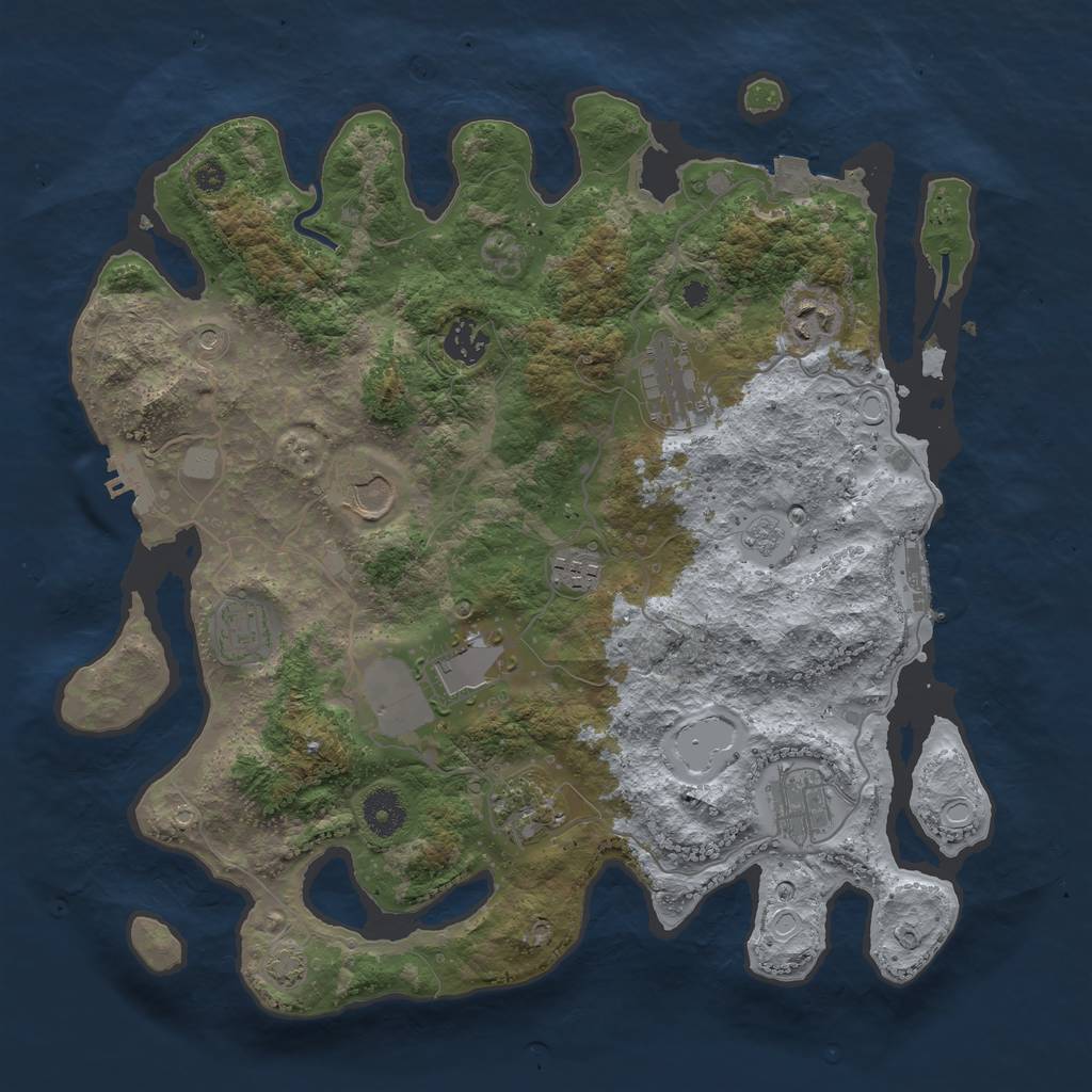 Rust Map: Procedural Map, Size: 3700, Seed: 24499404, 17 Monuments