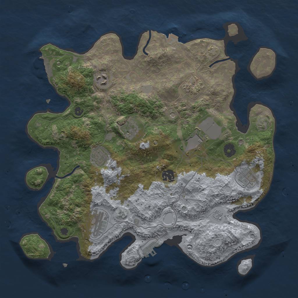 Rust Map: Procedural Map, Size: 3500, Seed: 19823, 16 Monuments