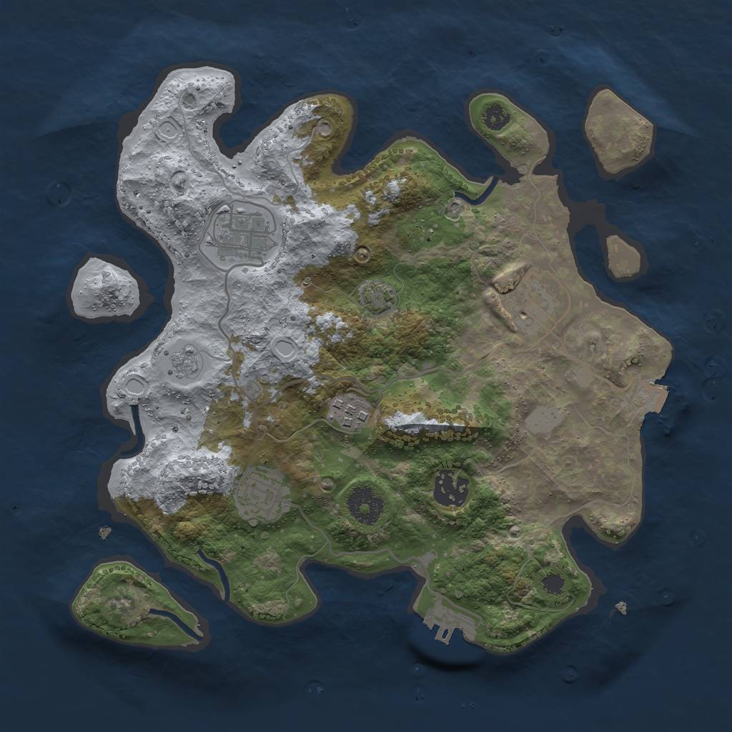 Rust Map: Procedural Map, Size: 3000, Seed: 44416, 11 Monuments
