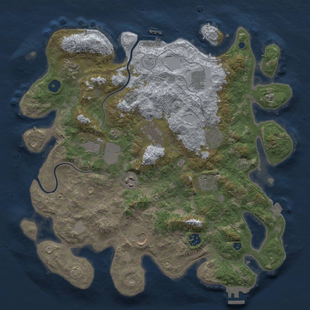 Rust Map: Procedural Map, Size: 3850, Seed: 50832230, 16 Monuments