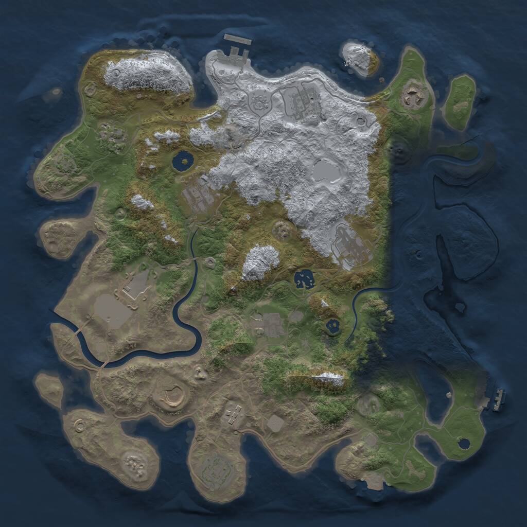 Rust Map: Procedural Map, Size: 3850, Seed: 50832230, 17 Monuments