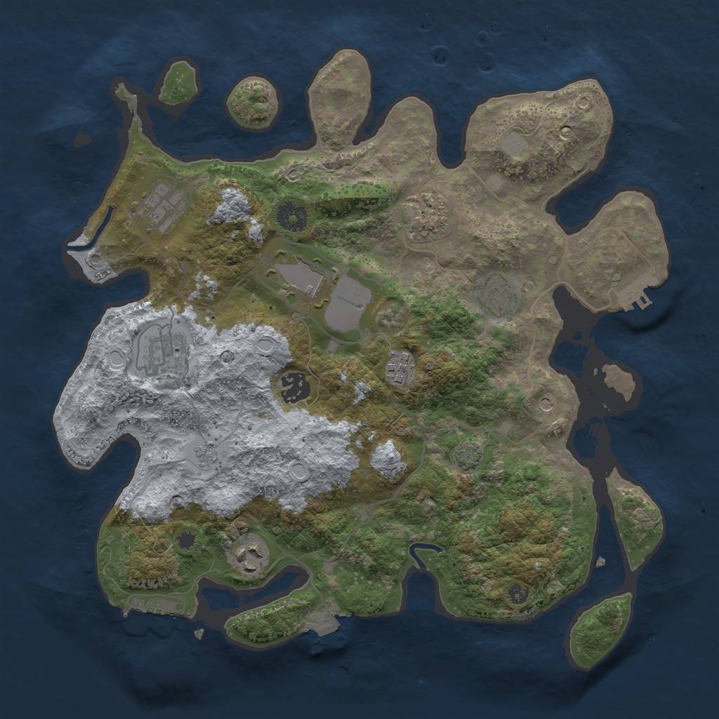 Rust Map: Procedural Map, Size: 3500, Seed: 17399185, 16 Monuments