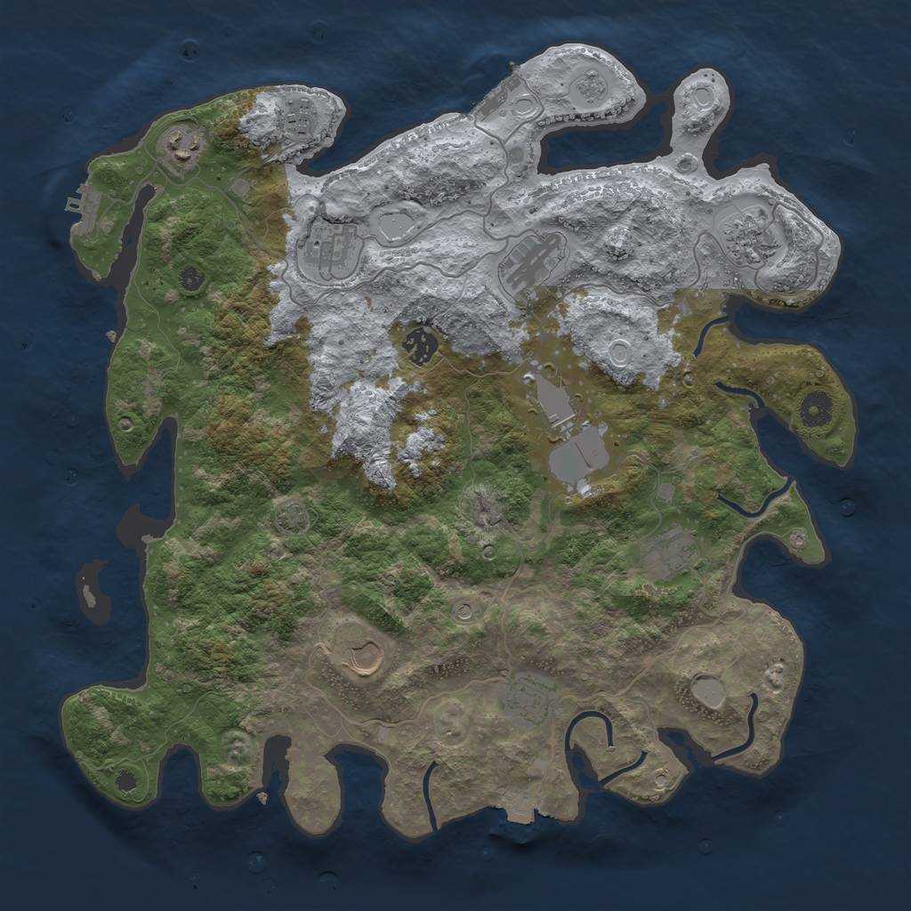Rust Map: Procedural Map, Size: 3950, Seed: 15045195, 18 Monuments