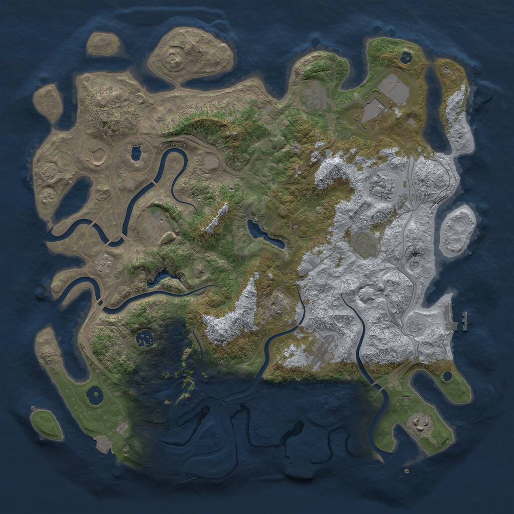 Rust Map: Procedural Map, Size: 4400, Seed: 42631866, 16 Monuments